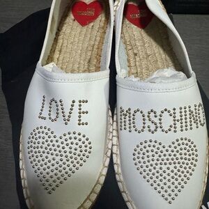 Moschino White Studded Espadrilles